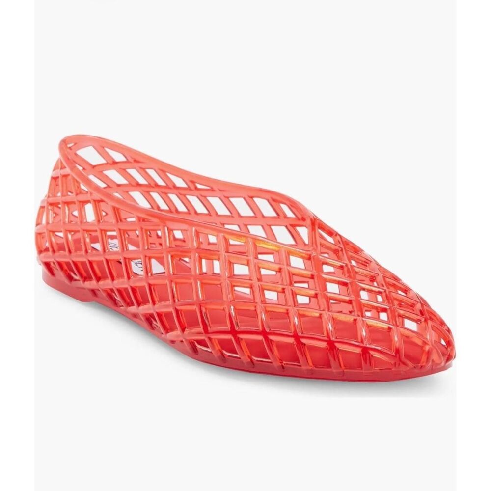 Steve Madden Coral Red Cutout Jelly Flat Sandal